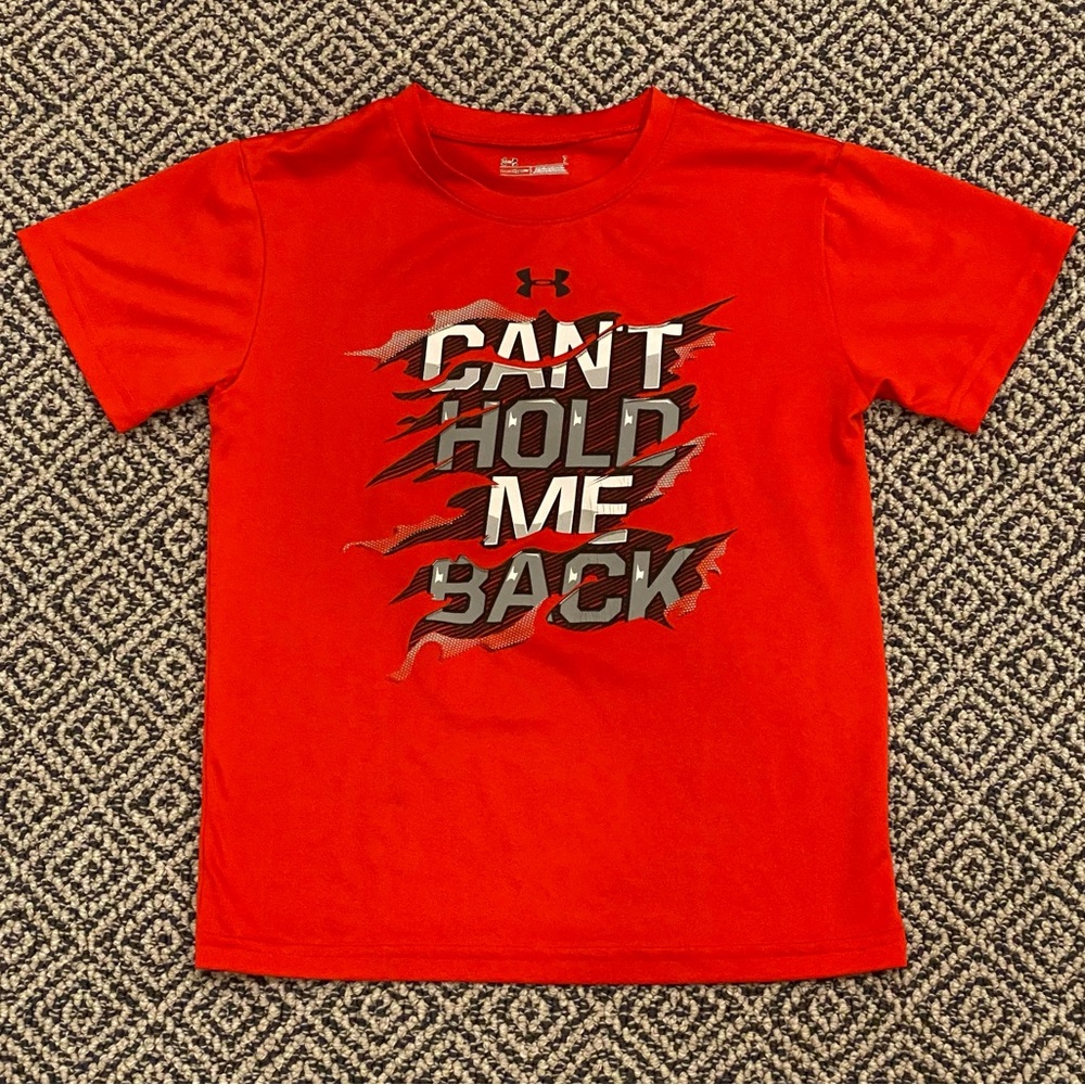 🎉 EUC! 🎉 Under Armour Size 7 Red Short-Sleeve Can’t Hold Me Back Shirt